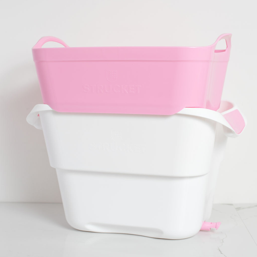 Pink 19L Strucket Interlocking Bucket Strainer with plug